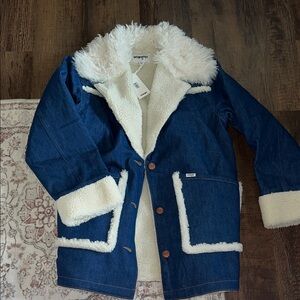 Wrangler Blue Denim Jacket with White fur